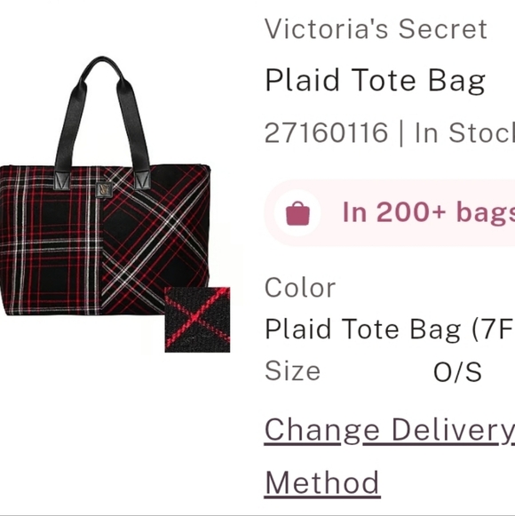 VS VICTORIA'S SECRET Plaid Tote Bag NEW CYBER MONDAY MSRP $50 - Picture 5 of 6